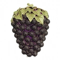 Exquisite grape-shaped clutch bag with purple crystals and green leaf metal detail - Deep purple