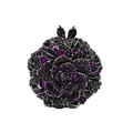 Sac de soirée rose violette orné de strass noirs et fermoir en forme de feuille - Forme de Rose Violette