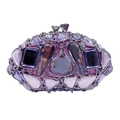 Elegante borsa da sera in cristallo viola con design ovale traforato e tracolla a catena - Violetto