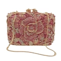 Abendhandtasche in rosa Rosenform mit funkelnden Strasssteinen und Goldkette - Pastellrosa (Vorrätig)