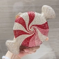 Pochette bonbon scintillante avec strass rouges et roses à motif spirale de luxe - Rouge Rose Poudré
