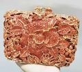 Elegante rote Strass-Abendtasche mit aufwendigem Blumenmuster und Goldrahmen - Orange