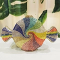Rainbow candy-shaped evening clutch bag adorned with colorful sparkling rhinestones - Gold Multicolor