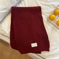 Thick knit dark red winter scarf with textured ribbing and minimalist brand tag - 30x180cm / Foggy Red (VIC)
