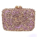 Abendtasche mit champagnerfarbenen Strasssteinen, lila Glitzer und Rosenmuster-Design - Bohnenpastenviolett