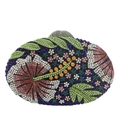 Detail of floral rhinestones on oval evening clutch bag with tropical hibiscus pattern - Black Multi (2#)