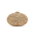 Macro detail of luxury floral rhinestone patterns on a champagne gold evening clutch bag - 5# Gold
