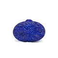 Detailed view of deep blue rhinestone encrusted evening clutch with leaf-like textures - Royal Blue (7#)
