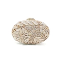 Close-up of champagne gold floral evening clutch with hollow crystals and rhinestones - Gold AB (8#)