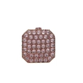 Elegante borsa da sera quadrata con strass rosa, telaio dorato e chiusura in cristallo - Rosa