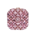 Dettaglio borsa da sera con cristalli rosa e motivo floreale in diamanti lucidi - Rosa