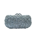 Elegant silver daisy rhinestone evening clutch bag with crystal floral patterns for parties - Silver