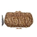 Elegant daisy crystal clutch bag with sparkling rhinestones and flower clasp for party - Gold Coffee