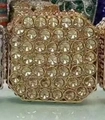 Golden octagonal rhinestone evening clutch bag with large crystal embellishments - Gold / Gold Rhinestone