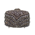 Détails de la pochette de soirée en strass avec des motifs complexes de cristaux - Gris