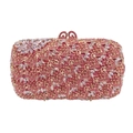 Pochette da sera con strass rosa e motivi floreali in metallo traforato di lusso - Rosa
