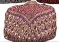 Pochette de soirée luxe or rose avec plumes en strass roses et finition en cristal - Rose