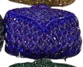 Luxury rhinestone evening clutch featuring blue marquise crystals and fish scale pattern - Sapphire Blue