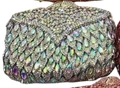 Luxury evening clutch bag featuring rainbow marquise crystals and micro rhinestones - Silver AB