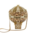 Dettaglio della pochette a mongolfiera con cristalli e fascia in metallo dorato - Oro