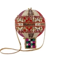 Dettaglio borsa da sera a mongolfiera con cristalli colorati e catena in metallo - Rosso Misto