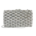 Elegante borsa da sera argento con strass rettangolari e tracolla a catena sottile - Argento