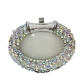 Elegant oval rhinestone clutch bag with large opal center stone for wedding party - Silver AB