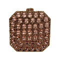 Octagonal rhinestone clutch bag in rose gold with champagne crystals for evening gala - Champagne