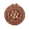 Detailed macro shot of round rose gold evening bag featuring sparkling pink crystals - Champagne