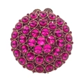 Close-up of rose red crystal evening clutch showing high-end gemstone details - Rose Red
