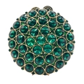 Macro detail of round evening bag with green crystals and gold metal finish - Green