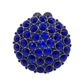 Luxurious royal blue crystal round evening bag with sparkling rhinestone embellishments - Sapphire Blue