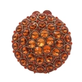 Detailed view of luxury round evening clutch with amber and red rhinestones on gold base - Orange