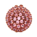 Luxury round evening clutch with pink crystals and gold metal frame for parties - Pink