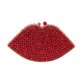 Elegante bolso de noche con forma de labios rojos con diamantes de imitación y metal oro - Rojo