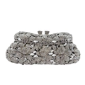 Elegante borsa da sera argentata con fiori di strass luccicanti per cerimonie - Argento