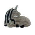 Sparkling unicorn animal clutch bag with hand-set silver rhinestones and AB crystals - Silver Black