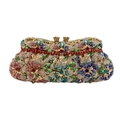 Elegante borsa da sera con strass floreali multicolore e chiusura in metallo oro - Oro Multicolore