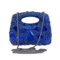 Borsa da sera in cristallo blu navy con strass scintillanti e tracolla a catena - Blu Reale