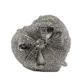 Sparkling silver heart-shaped evening clutch bag with crystal bow decoration - Silver