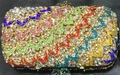 Pochette da sera con strass colorati, motivo a cuore e chiusura in metallo di lusso - Oro Chiaro Multicolore