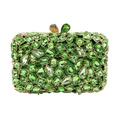 Bolso de noche dorado con cristales verde esmeralda y cierre elegante de lazo - Verde Fruta