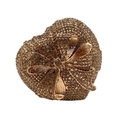 Sparkling champagne gold heart clutch bag with rhinestone bow and crystal finish - Gold / Gold Rhinestone