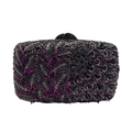 Bolso de noche de lujo con cristales púrpura y diseño de hojas de palmera para fiestas - Morado