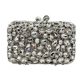 Elegante bolso de noche plateado con cristales brillantes en varias formas y tamaños - Plateado