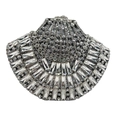 Elegante borsa da sera a conchiglia argento con strass e cristalli per cerimonie - Argento