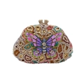 Luxury butterfly evening bag with colorful rhinestones and vintage crystal clasp - Pink Violet Multi