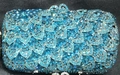 Navy blue crystal evening clutch bag featuring a dense rhinestone heart pattern - Lake Blue