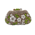 Pochette de soirée élégante avec fleurs en émail blanc et cristaux scintillants - Or Multicolore