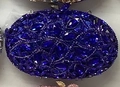 Pochette de soirée bleu foncé ornée de strass à motif floral pour événements chic - Bleu royal